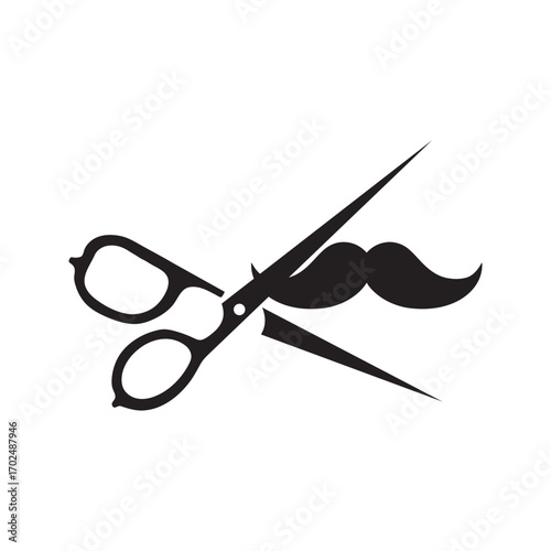 Man hair or beard cutting scissor vector icon