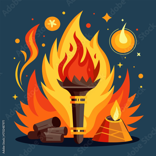 vector illustration of a burning fire