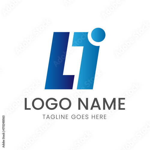 A modern, geometric logo featuring a blue gradient with the letters 'LT' and a dot, plus placeholders for a name and tagline.