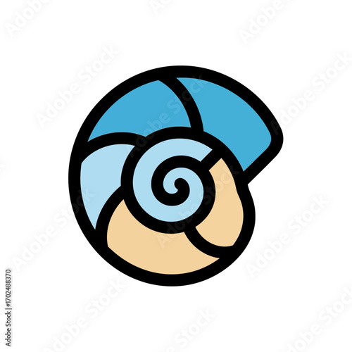 Conch shell spirals ocean design marine drawing flat design object