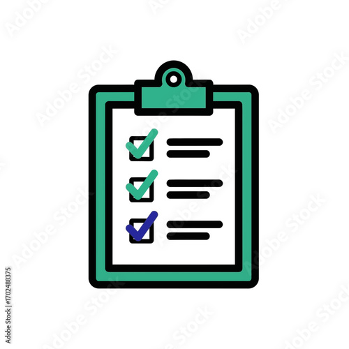 Clipboard graphic displays completed tasks checklist digitally