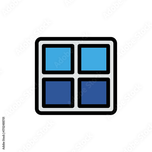Window icon displays colors inside building graphic design
