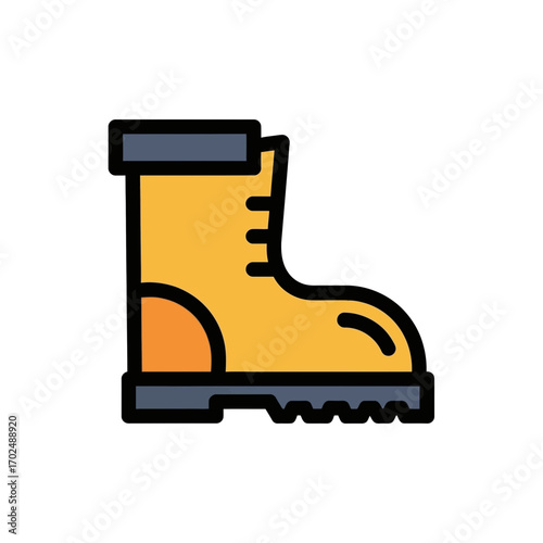 Yellow boot protects foot during work activity isolated illustration