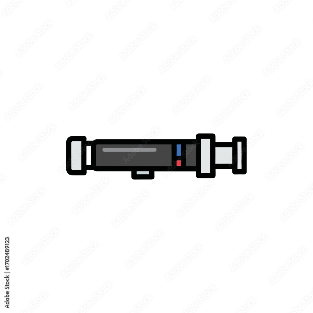 Fototapeta premium Sleek pipe projects outwards isolated white detailed drawing