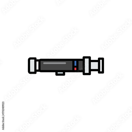 Sleek pipe projects outwards isolated white detailed drawing