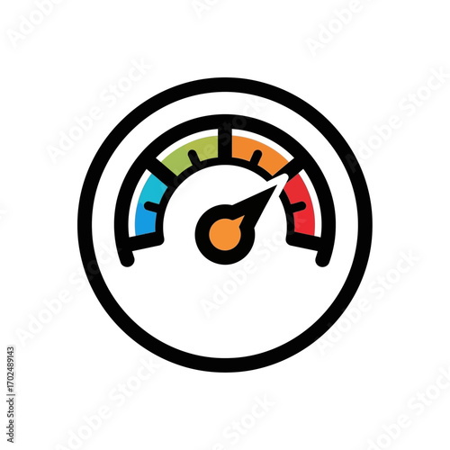 Speedometer displays moderate status graphic representation measurement indicator