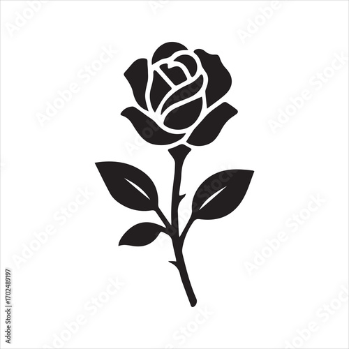 rose flower icon silhouette vector with white background