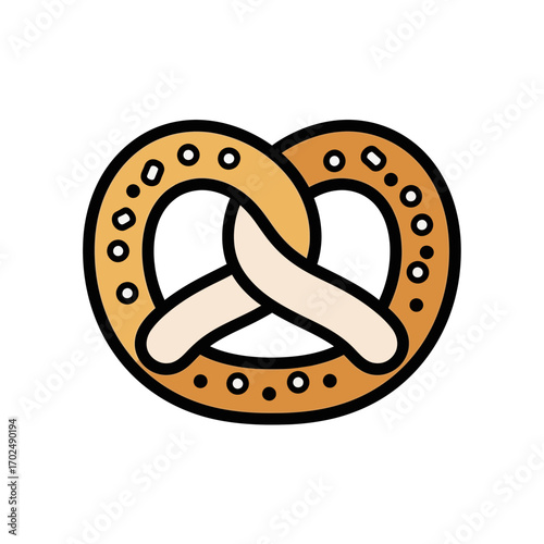 Golden pretzel presents baked treat snack closeup design