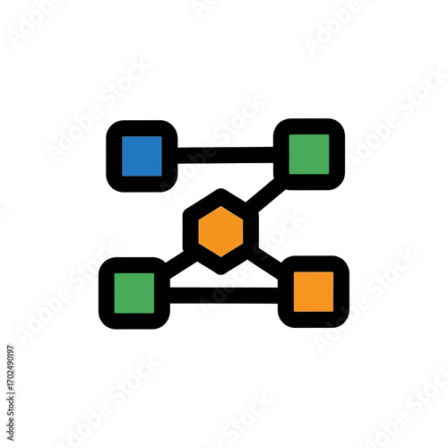 Network graphic connects data nodes representing connectivity scheme