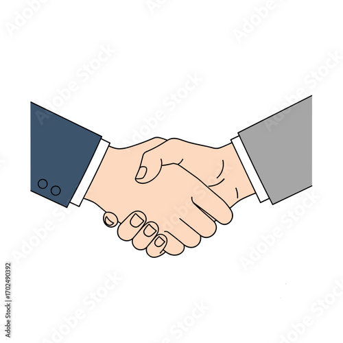 Two people shaking hands in a business deal.