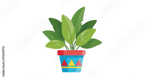 Vibrant Houseplant in Decorative Pot.