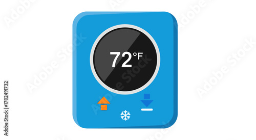 Blue Smart Thermostat with Digital Temperature Display.