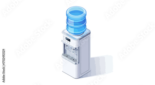 Water Cooler with Blue Water Bottle Dispenser for Refreshment.