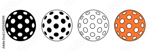 Floorball Balls Vector Illustration Set for Team Sport Equipment and Recreational Activity Training Collection
