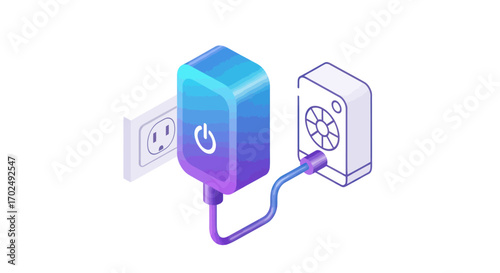 Portable Power Bank Charging a Device via Cable.