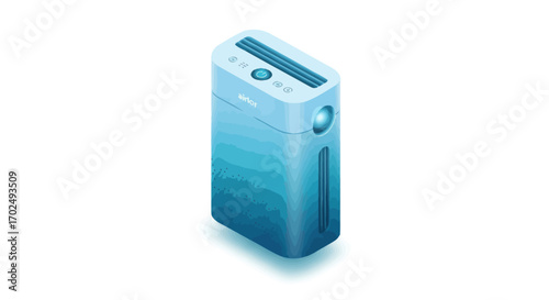 Modern Blue Air Purifier with Digital Display and Vents.