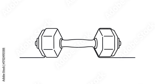 Hexagonal Dumbbell Line Drawing Illustration.