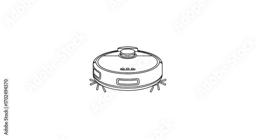 Robotic Vacuum Cleaner Line Art Illustration.