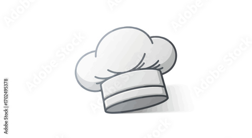 Classic white puffy chefs toque hat a simple cartoon-style illustration for a cook or baker.