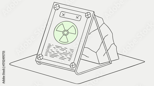 Radioactive material sign geological hazard warning radiation caution symbol geology concept art