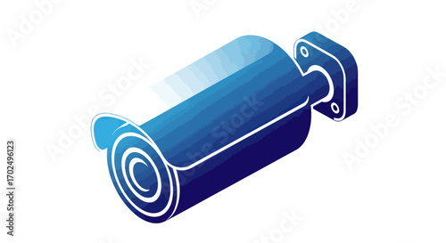 Isometric Blue Gradient Security Camera Icon for Surveillance and Safety.
