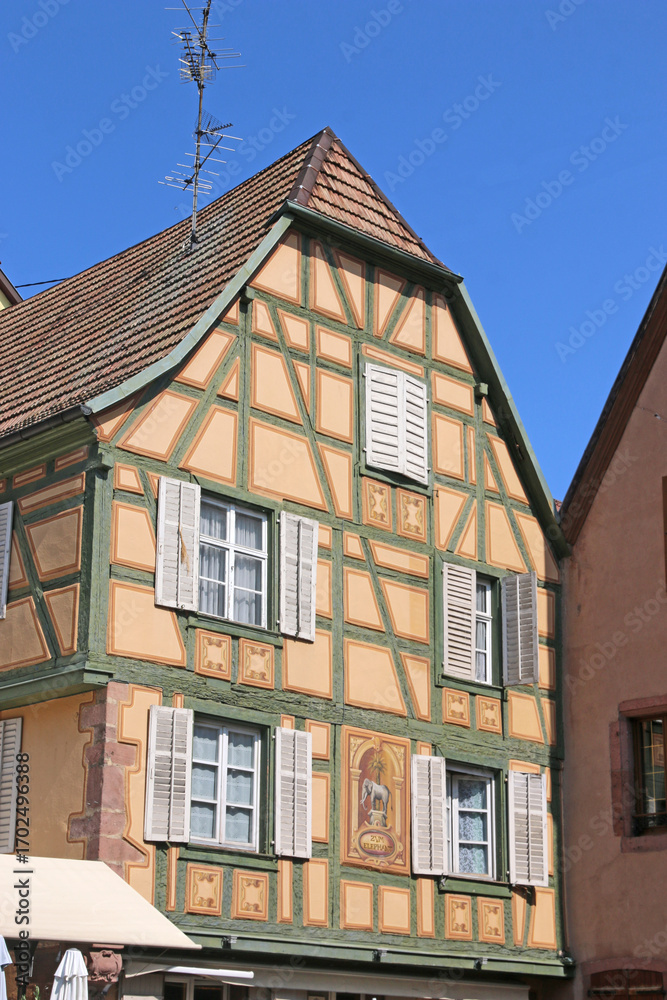 Fototapeta premium Street in Ribeauville, Alsace, France