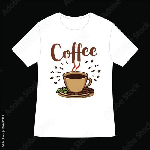 T-shirt design template with a cup of coffee with a coffee design