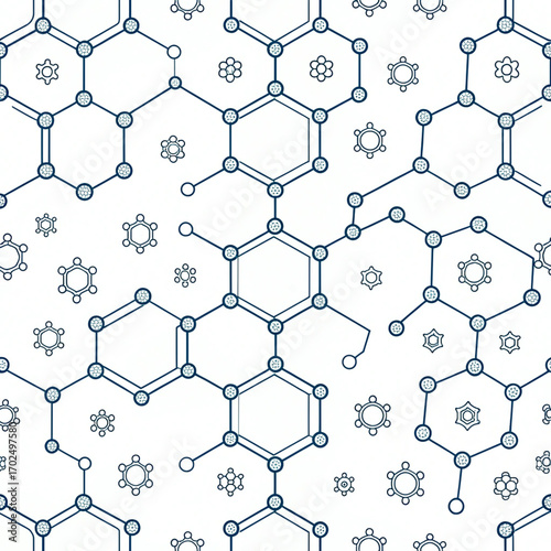 Abstract molecular background with hexagon pattern and geometric design