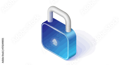 Isometric Blue Padlock with Silver Handle for Security and Protection.