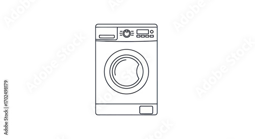 Front-loading Washing Machine Outline Illustration with Control Panel.