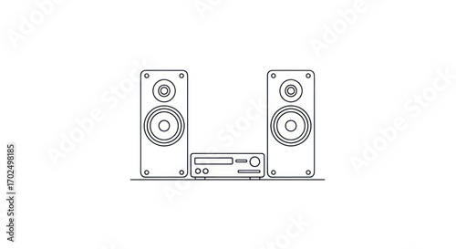 Simple Line Drawing of a Stereo System.