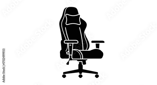 Ergonomic Black Gaming Chair with Headrest and Armrests.