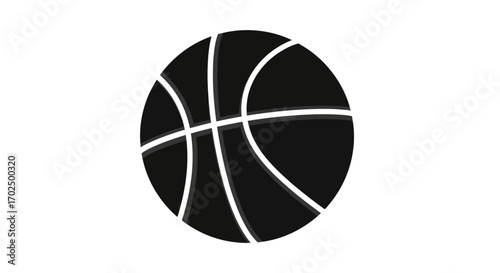 A simple black basketball with white lines isolated on a white background.