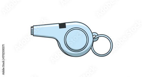 Light Blue Plastic Whistle with Metal Ring.