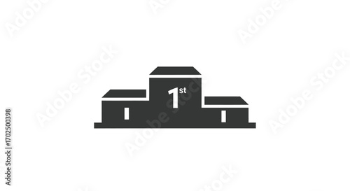 Dark grey winners podium icon with 1st place mark.