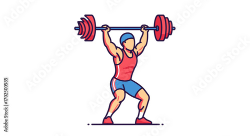 Outlined Weightlifter in Powerlifting Pose.