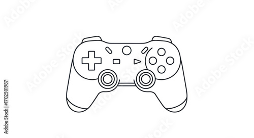 Line Art Drawing of a Modern Video Game Controller.