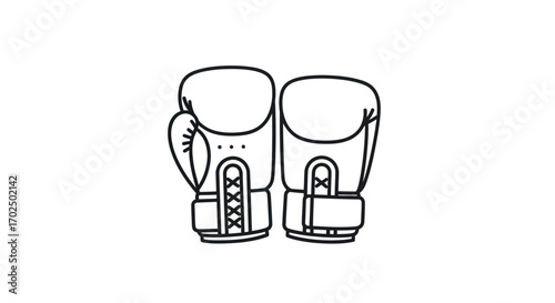 Pair of Boxing Gloves Line Art Illustration.