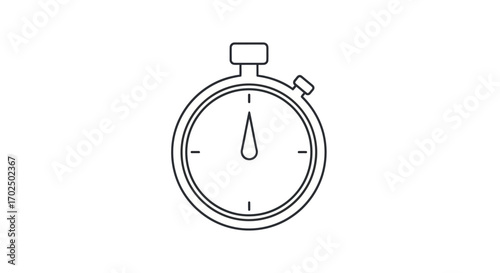 Simple Black and White Stopwatch Icon Indicating Time Measurement.