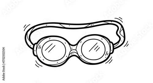 Hand-drawn Swimming Goggles Sketch Illustration.