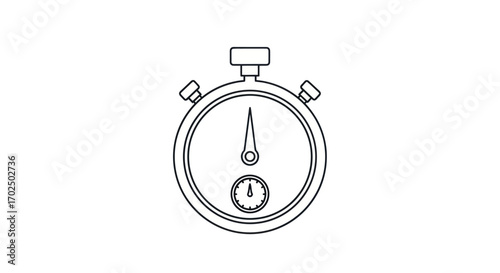 Simple Line Art Illustration of a Classic Stopwatch.