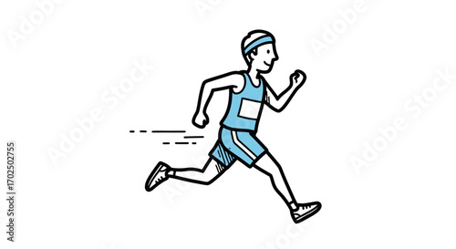 Cartoon Illustration of a Running Athlete.