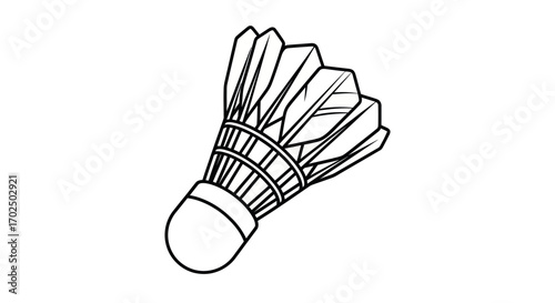 Black and White Illustration of a Badminton Shuttlecock.