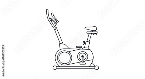 Black and White Line Art Stationary Exercise Bike.