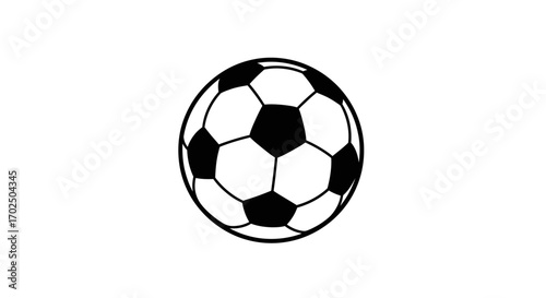 Classic Black and White Soccer Ball with Hexagonal Panels.