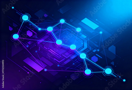 Blockchain Cybersecurity Concept with Decentralized Nodes Protecting Data