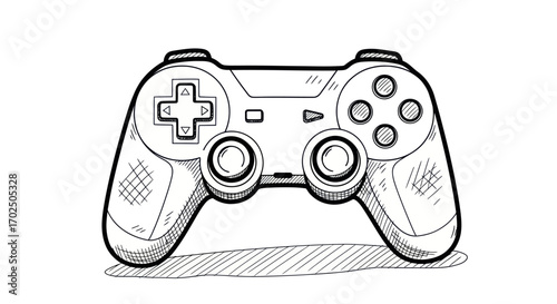 Hand-drawn sketch of a classic video game controller.