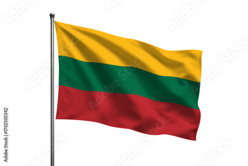 Free Download Lithuanian flag waving on a silver pole - GFXLoad