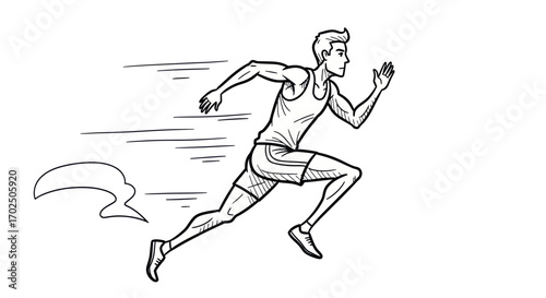 Dynamic line art illustration of a man sprinting.