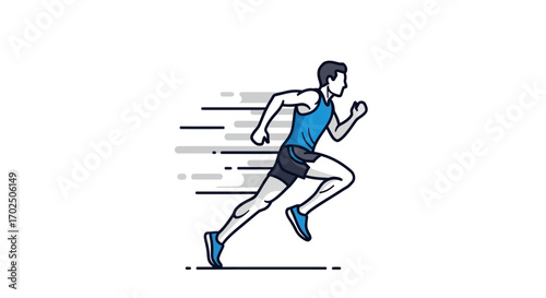 Dynamic Line Art Illustration of a Male Runner in Motion.